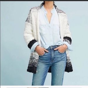 Akemi + Kin | {Anthropologie} Black & White Chenille Open Cardigan~S